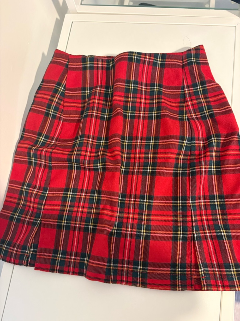 Brandy Melville Red Tartan Pleated Mini Skirt